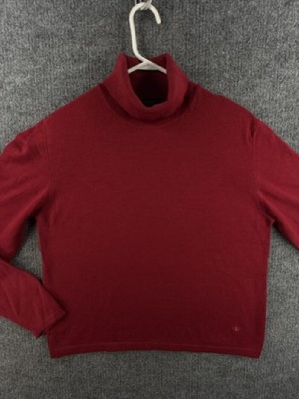 Burberry Womens 48 Pullover Long Sleeve Red Knit Sweater Solid Adult Logo Wool
